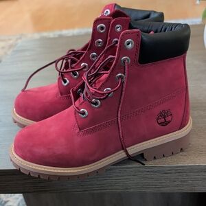 Timberland Kids Burgundy Lace-Up Boots